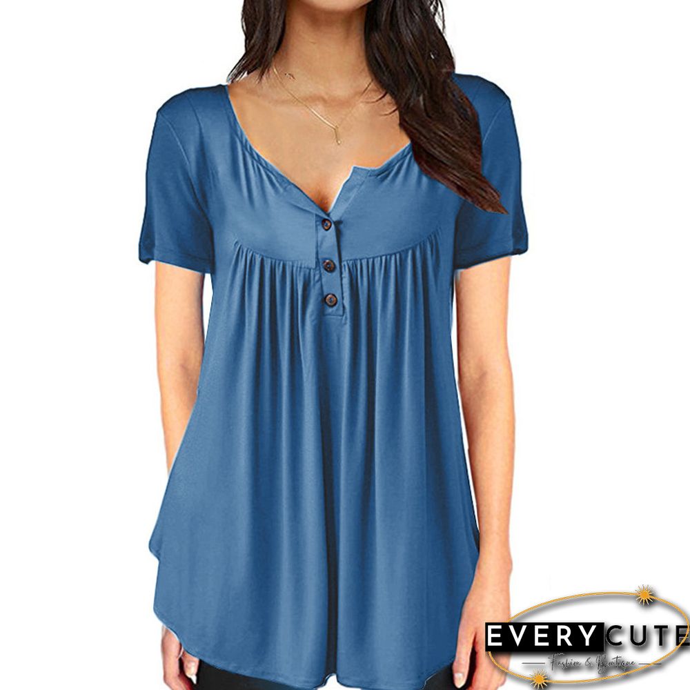 Women Summer V-Neck Short Sleeve T Shirts Loose Sexy Camiseta Feminina T Shirts Female Long Style Tops