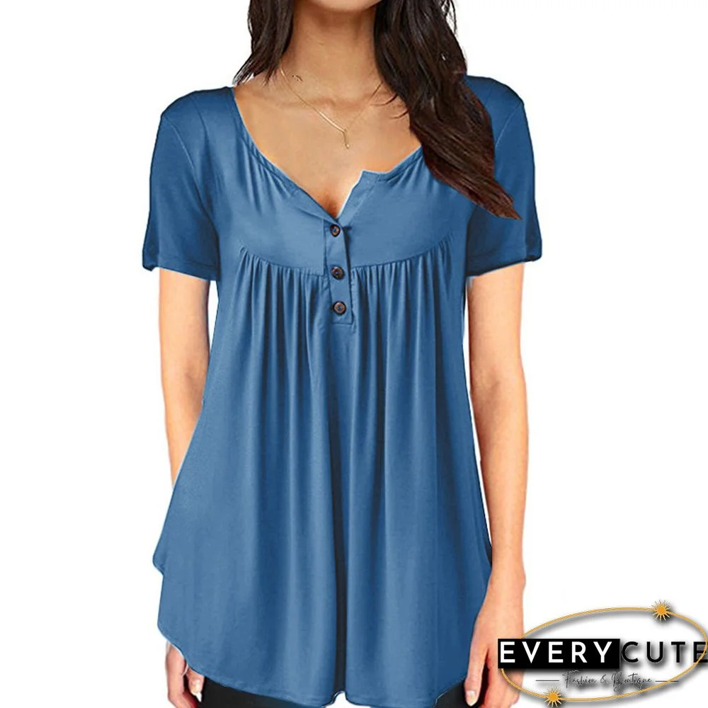 Women Summer V-Neck Short Sleeve T Shirts Loose Sexy Camiseta Feminina T Shirts Female Long Style Tops