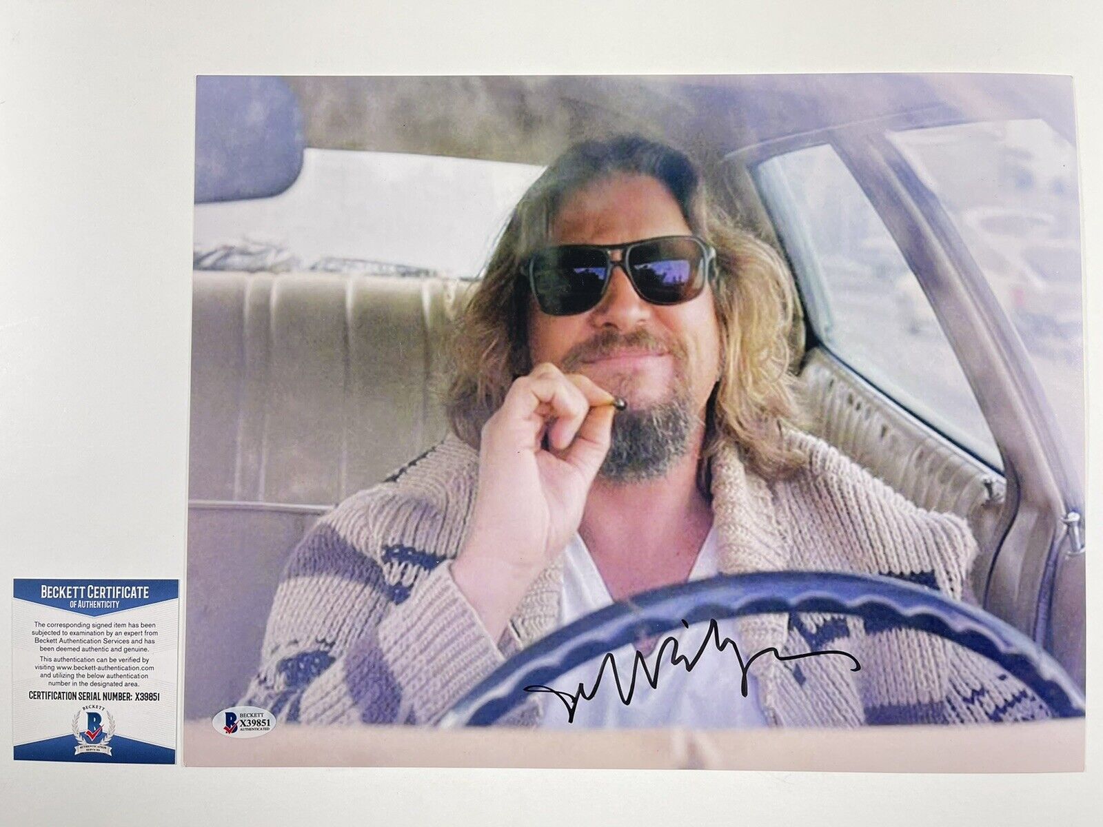 JEFF BRIDGES SIGNED THE BIG LEBOWSKI 11x14 Photo Poster painting BECKETT BAS COA #X39851