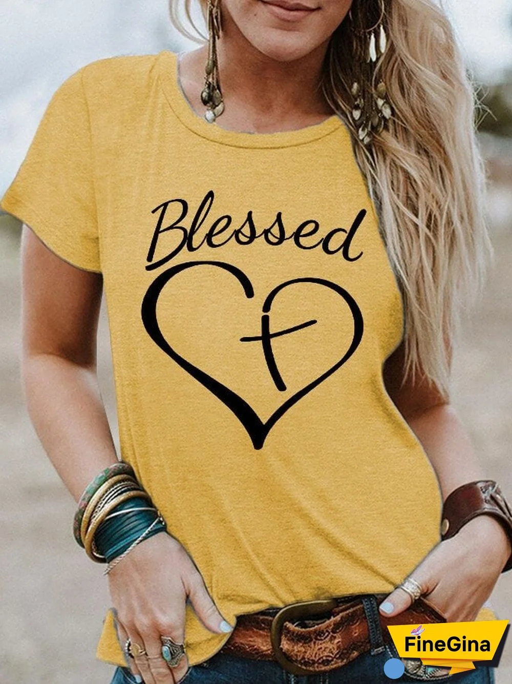 Women's Blessed Print Tee Shirt