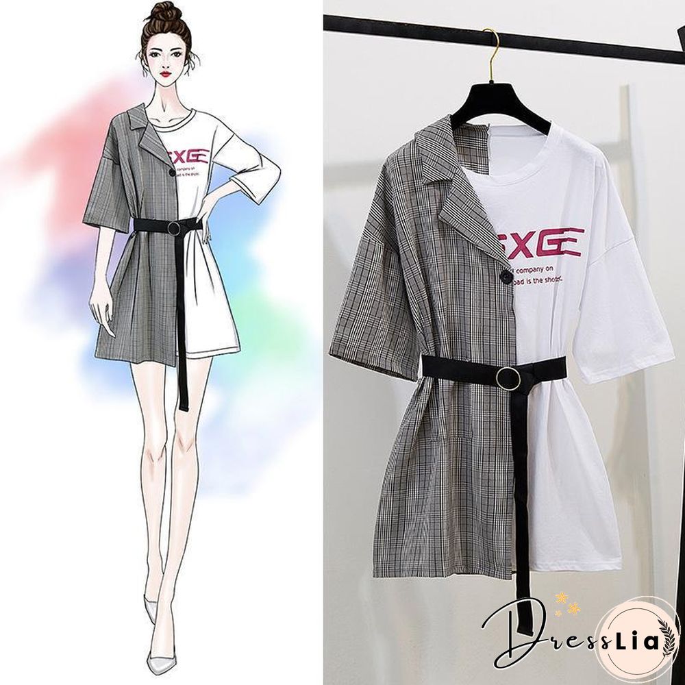 Fashion Plaid Patchwork Mini Dress P11635