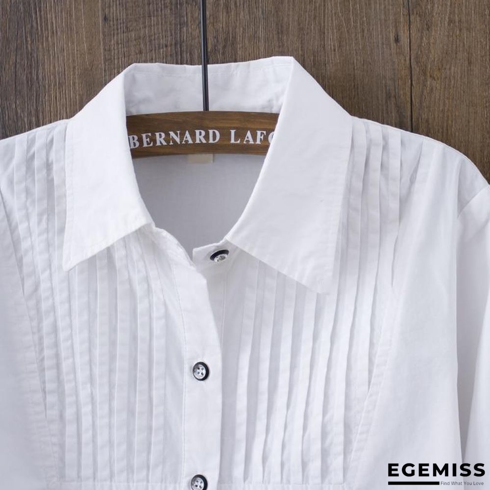 100% Cotton Women White Long-sleeved Slim Blouse Casual Shirts Button Tops | EGEMISS