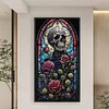 Skull Rose Stained Glass-11CT Stamped Cross Stitch 40*70cm(Big Size)