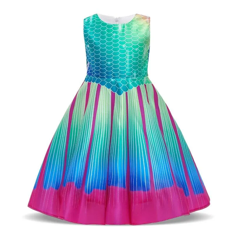 2021 Summer Sequins Fish Dress Girl Clothes Kids Dresses For Girls Children Ball Gown Evening And Party Princess Dress Mermaid