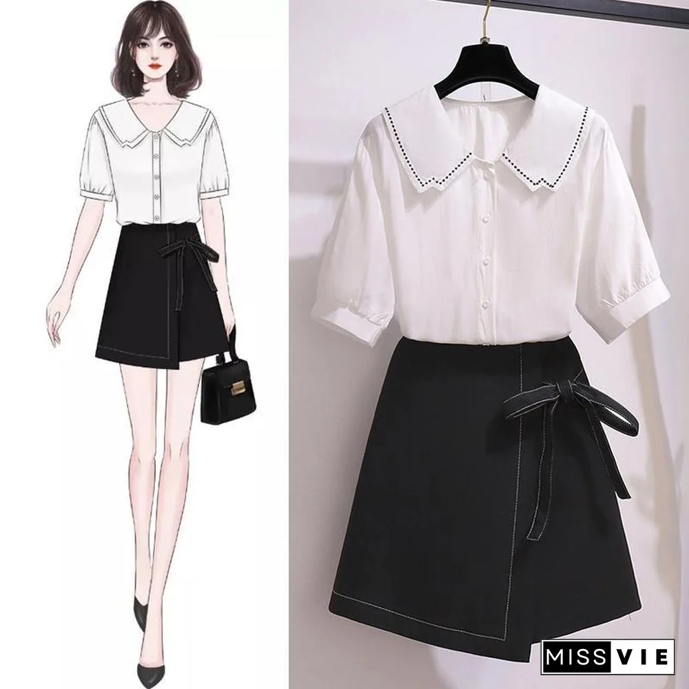 Elegant Blouse+High Waist Skirt P11327