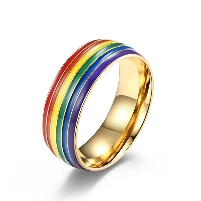 Minimalist Commute Rainbow Titanium Steel Enamel Rings