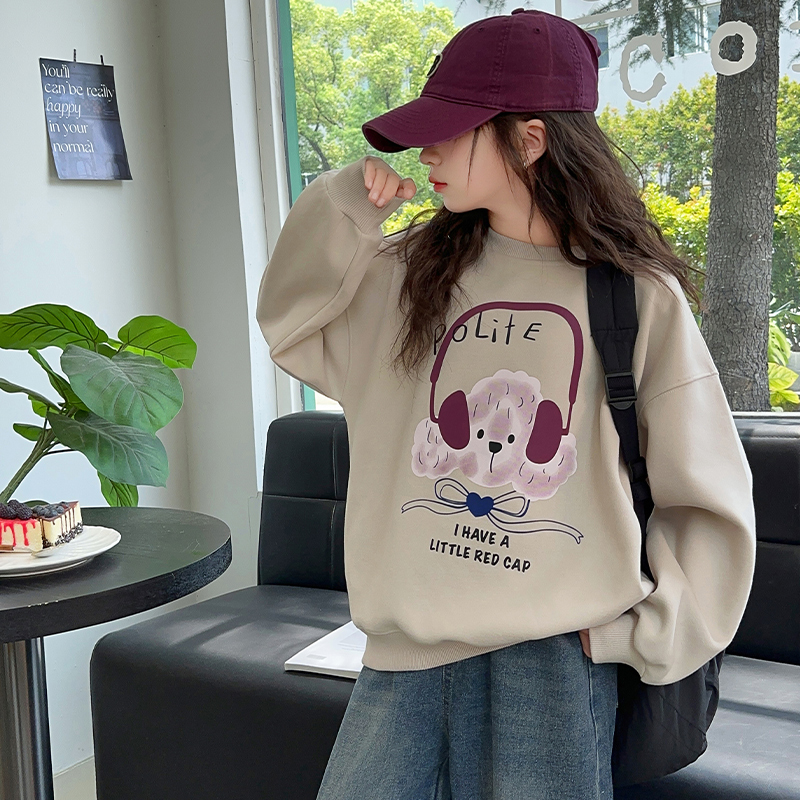 アルファベット ラウンドネック 長袖 プルオーバー 女の子 キッズ パーカー