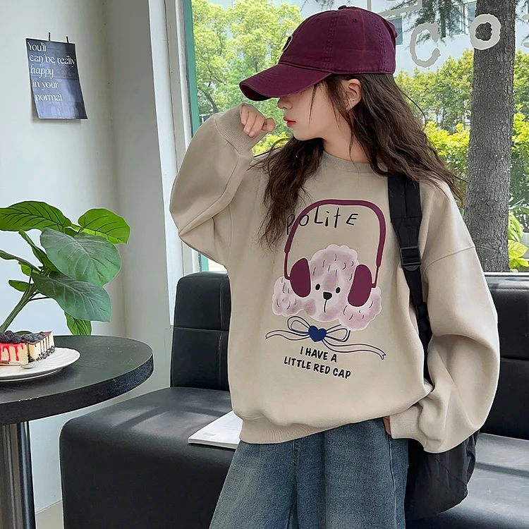 アルファベット ラウンドネック 長袖 プルオーバー 女の子 キッズ パーカー