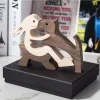 Amoureux des animaux - Ornements de table en bois sculpt&eacute;