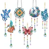 6Pcs DIY Diamond Painting Wind Chimes Crystal Window Suncatcher Craft Set Birthday Gifts Home Garden Decor