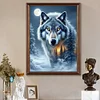 30x40cm Wolf 5d DIY Vollbohrer Runde Diamantmalerei Kit Haus Wanddekoration