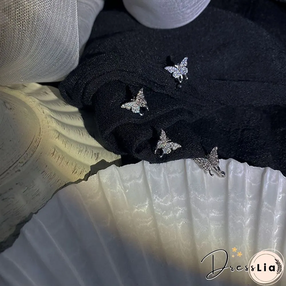 925 Silver Butterfly Earrings No Piercing Ear Clips Female Ear Studs Jewelry