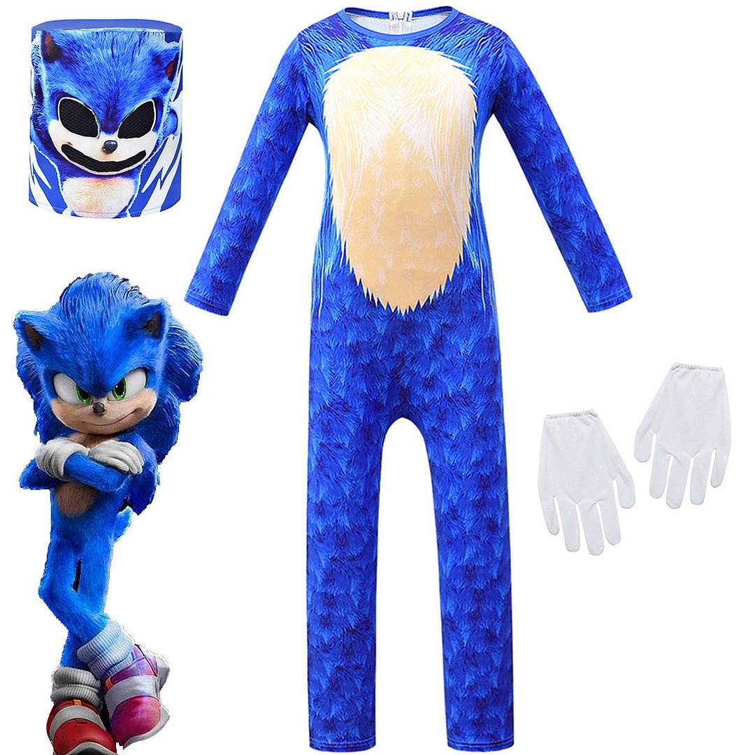 Kids Sonic The Hedgehog Sonic Cosplay Zentai Suit Costume Children Jumpsuit Bodysuit Outfits-Pajamasbuy