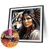 (40*40cm)Indian Beauty Wolf - Full Round Drill Diamond Painting