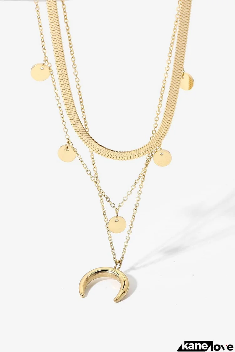 18K Gold-Plated Moon Shape Pendant Necklace