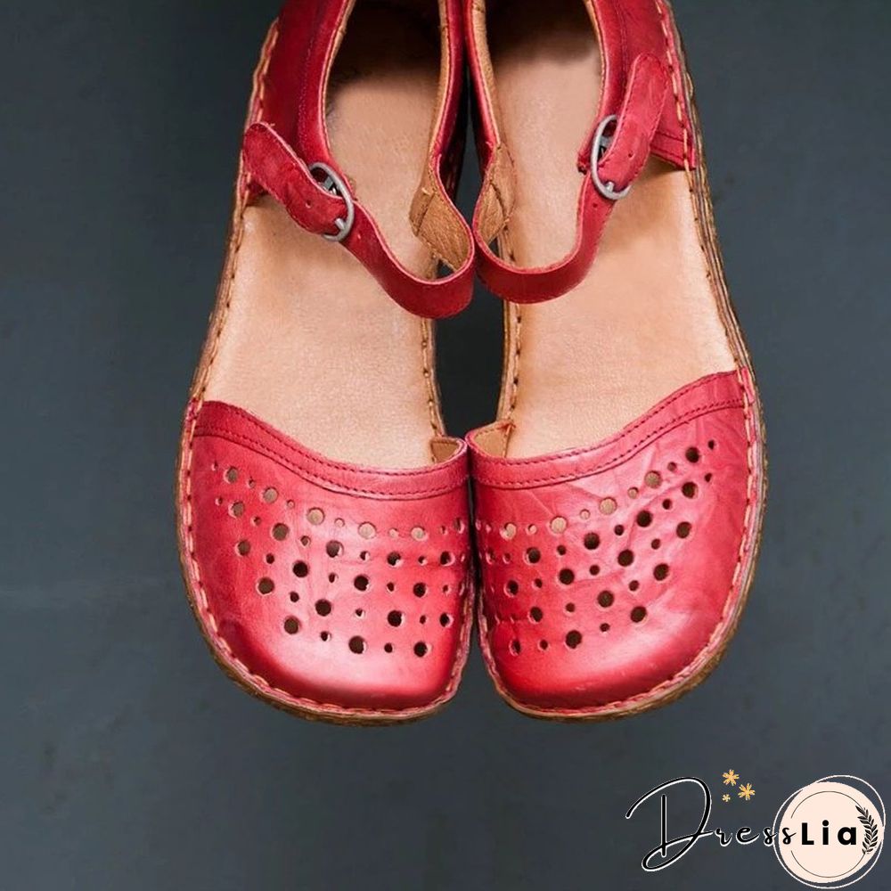 Women Summer Ladies Round Toe Hollow-Out Sandals