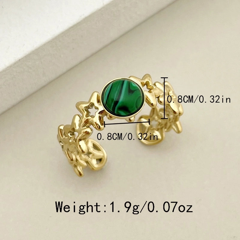 Retro Geometric 304 Stainless Steel Turquoise 14K Gold Plated Plating Stainless Steel Rings