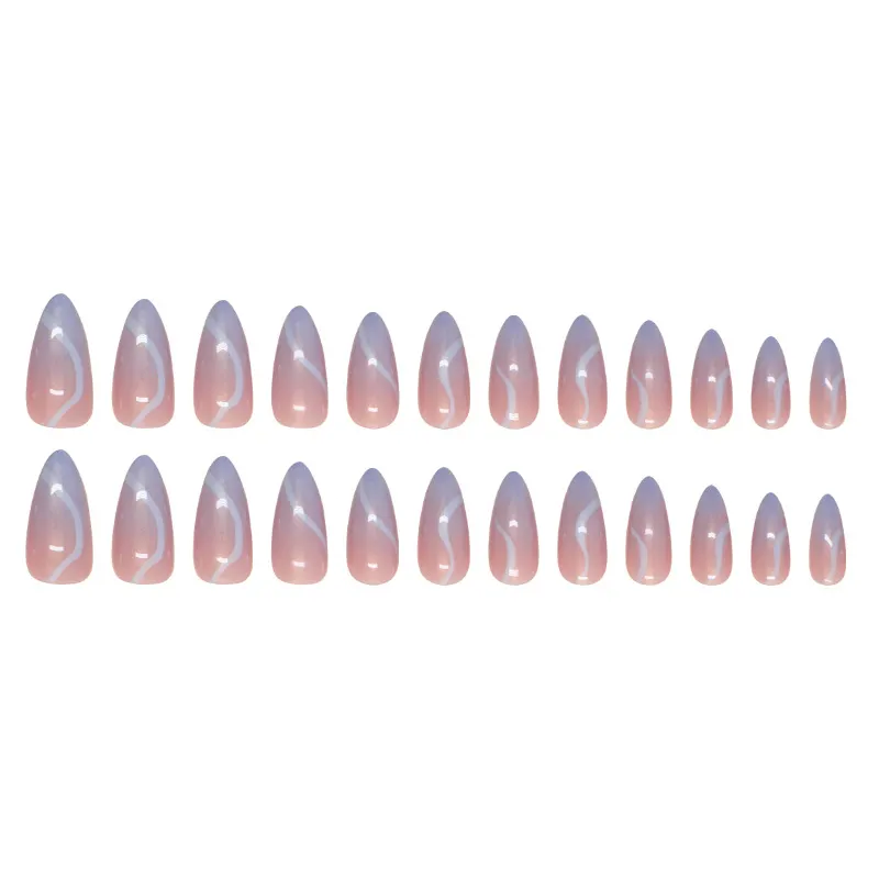 Churchf Churchf Aurora Fake Nails Wear Nail Ripples Removable Almond Nail Nail Nail Patch