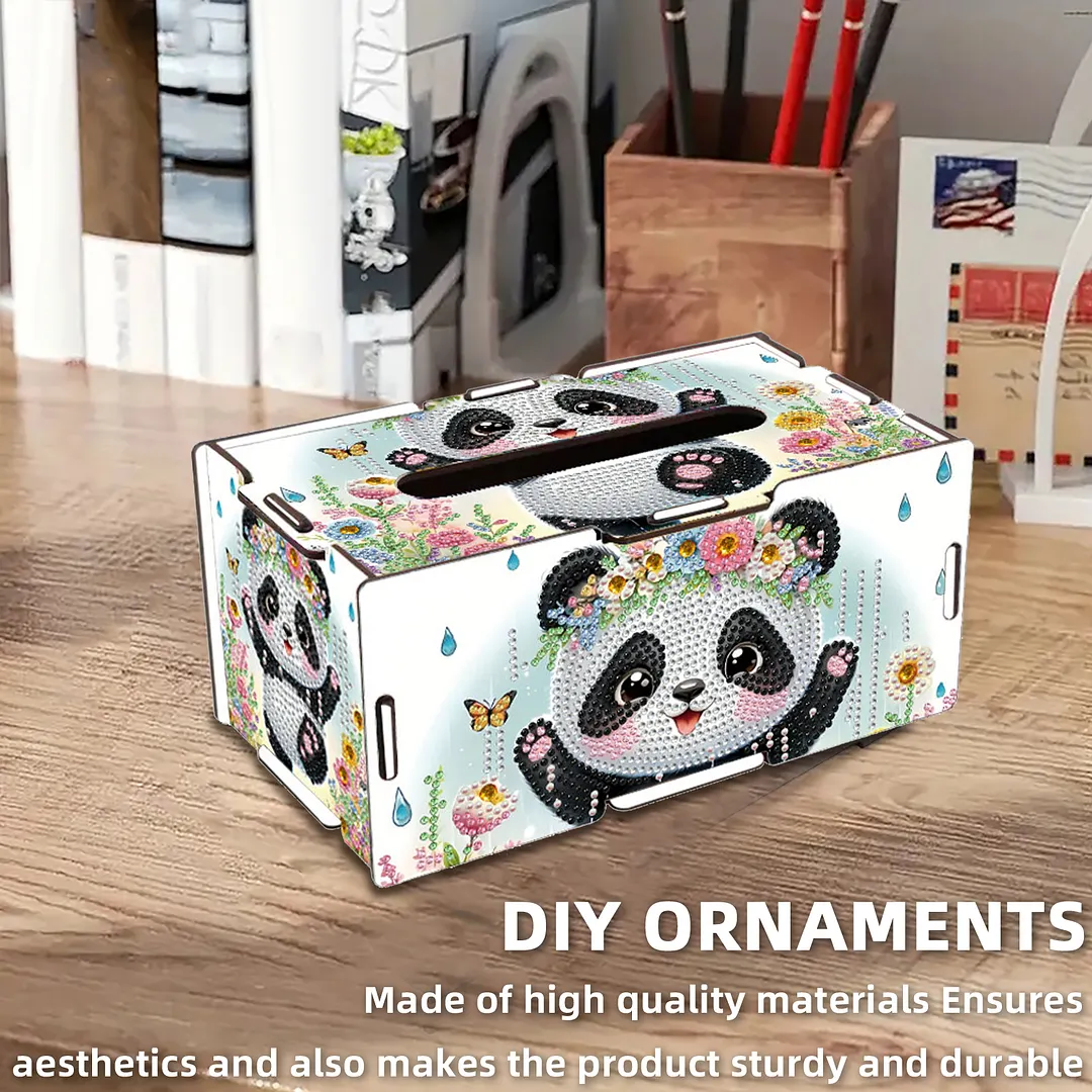 Panda DIY Diamond Art Paper Towel Holder for Home and Office Decoration