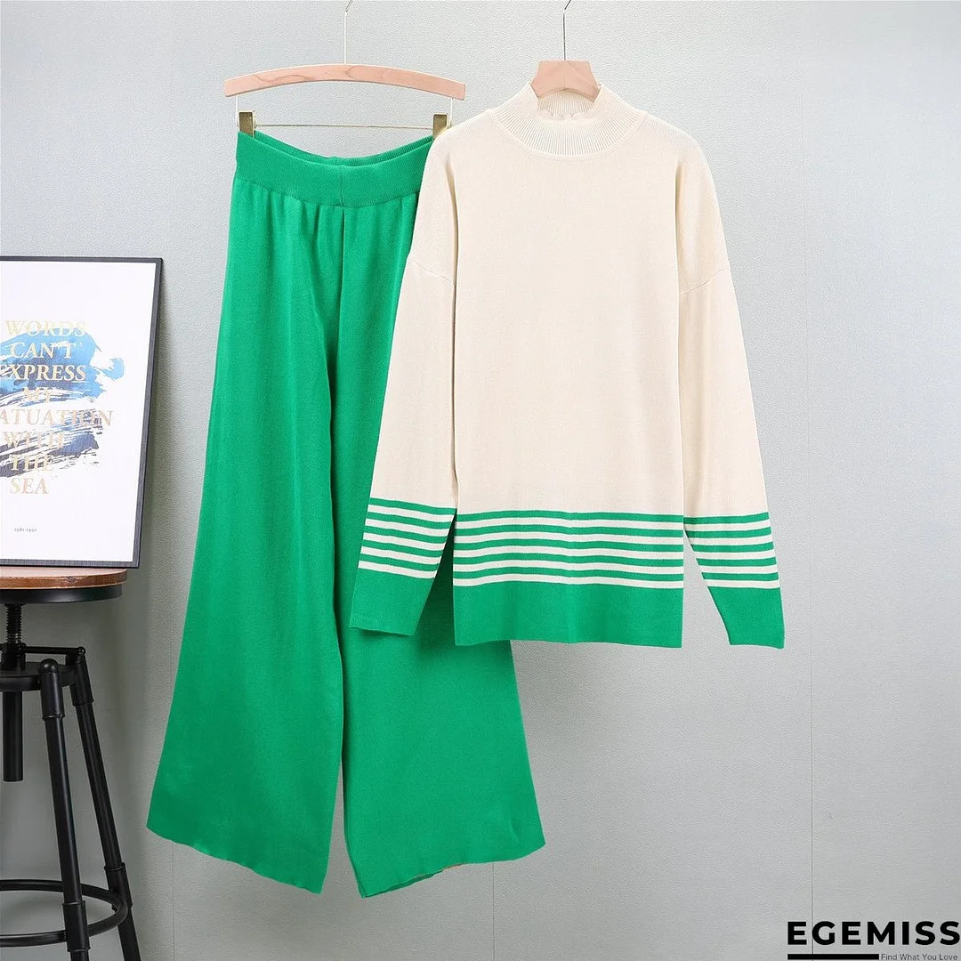 Women's Stripes Contrast Color Trousers Fashion Two-piece Suits | EGEMISS