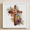 (Stamped/Counted) Wooden Flower Cross - 11CT Cross Stitch 40*40cm