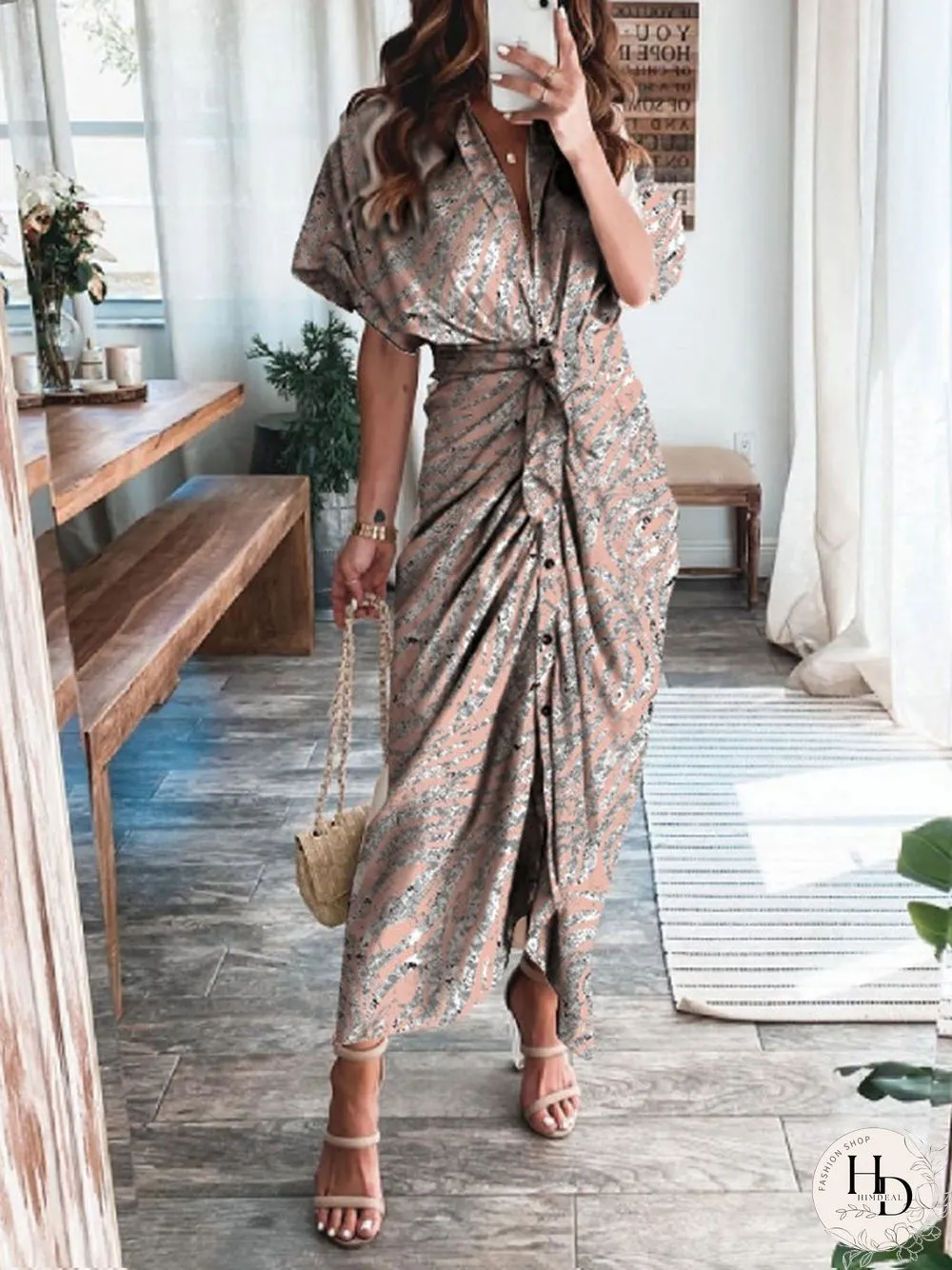 Fashion Print Shirt Dress multicolor P11649