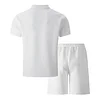 Men's Casual Jacquard Short-Sleeve Polo Shirt & Shorts Two-Piece Set by Inlyline