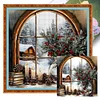 (Stamped/Counted) Christmas Snow Scene By Window-11CT Cross Stitch 45*45cm/17.72*17.72in