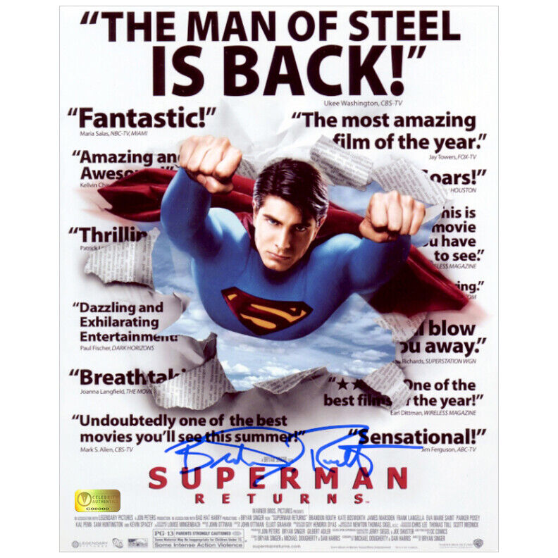 Brandon Routh Autographed Superman Returns Headlines 8x10 Photo Poster painting