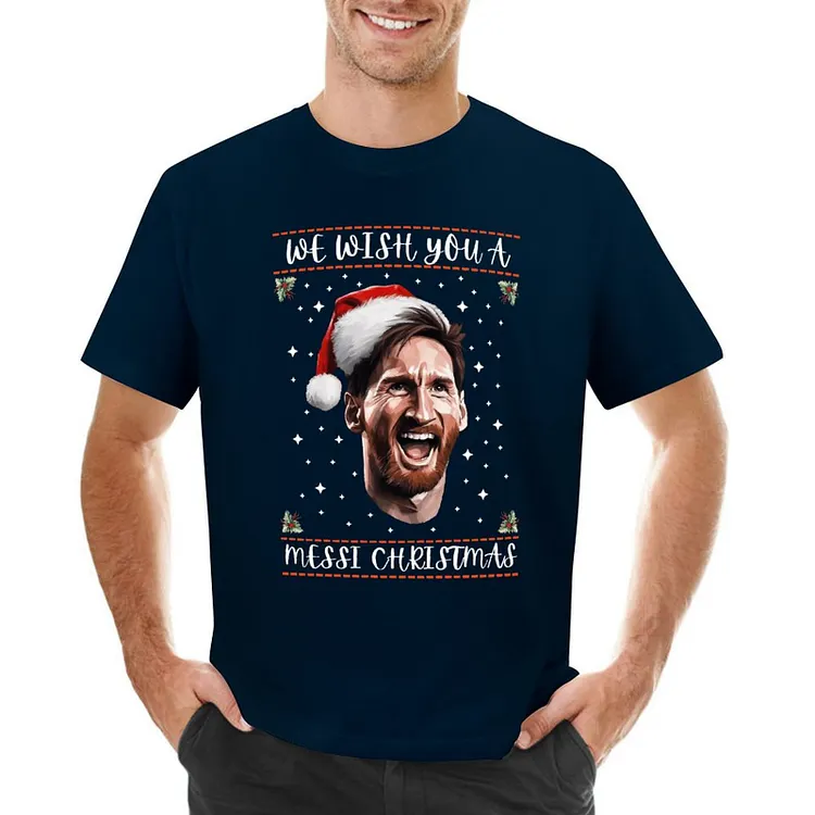 We Wish You A Messi Christmas Funny Football Christmas Inspired Football Culture Men's T-shirt	