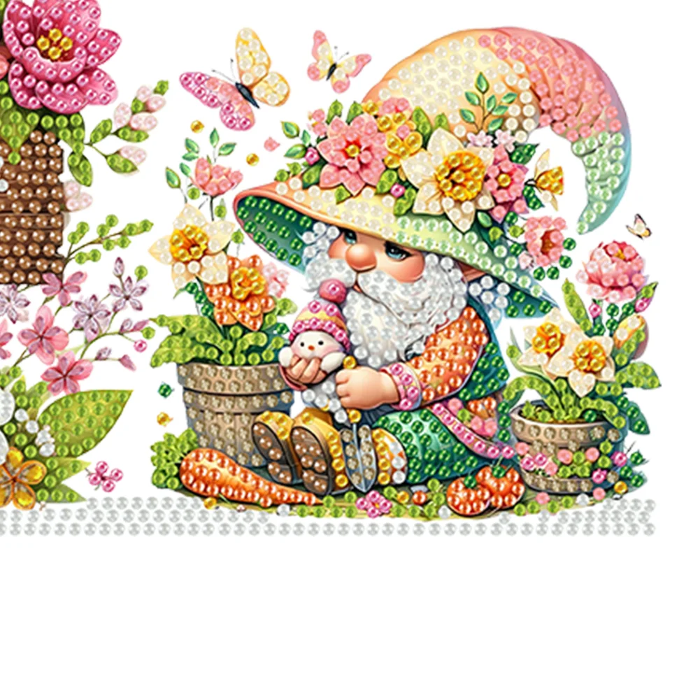 DIY Spring Garden Gnome Diamond Painting Art Door Right Angle Sign for Home Decor