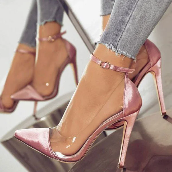 Solid Color Pointed Toe Stylish Buckled Stiletto Heels