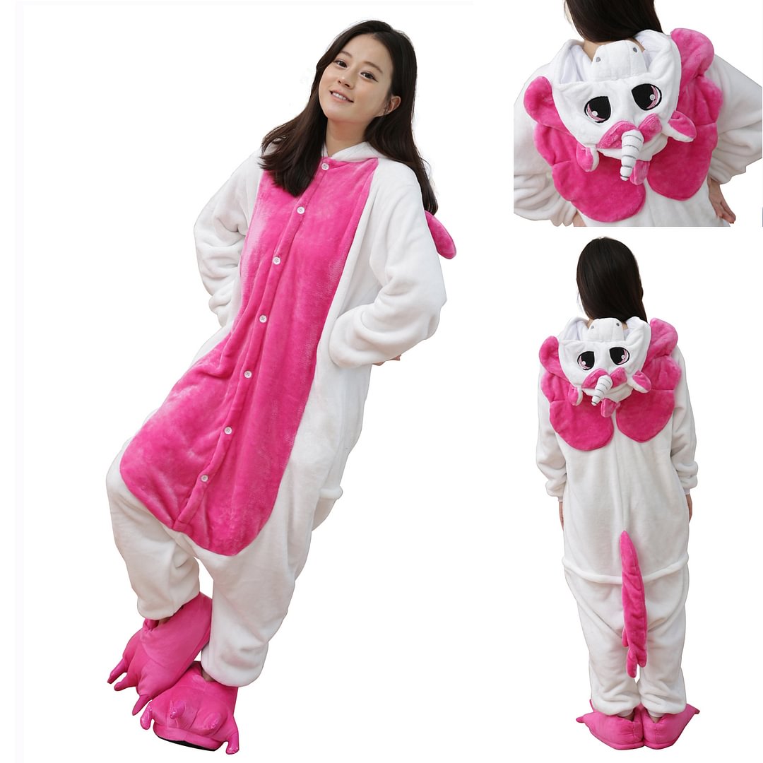 Adult Hot Pink Unicorn Pegasus Kigurumi Onesies Costume Pajamas-Pajamasbuy