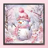 Winter Pink Snowman - 11CT Stamped Cross Stitch 40*40cm