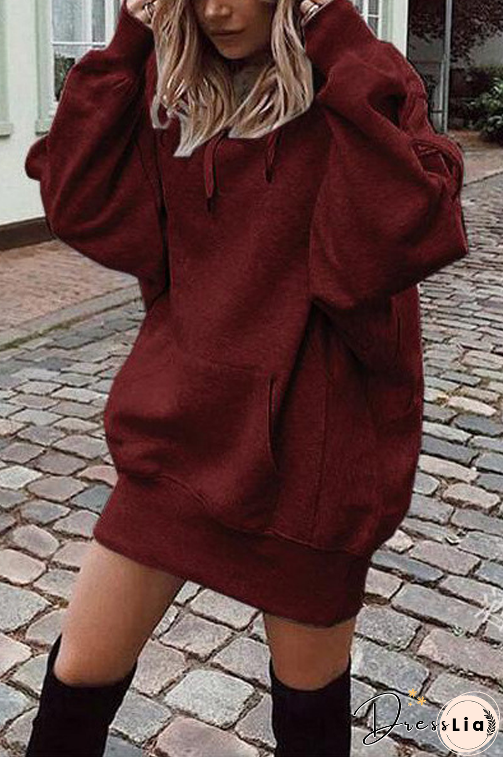 Solid Pocket Casual Hoodie