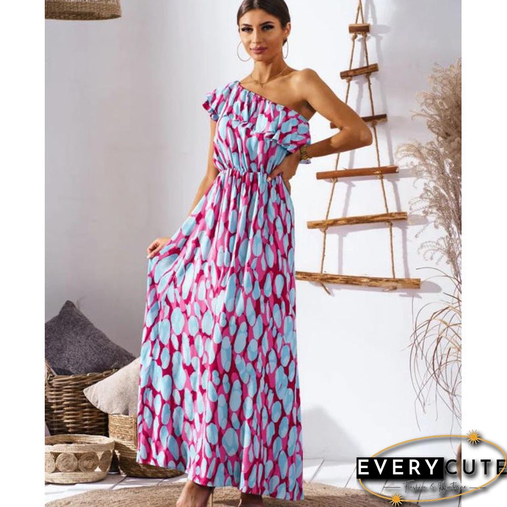 One Shoulder Wrap Waist Maxi Dress