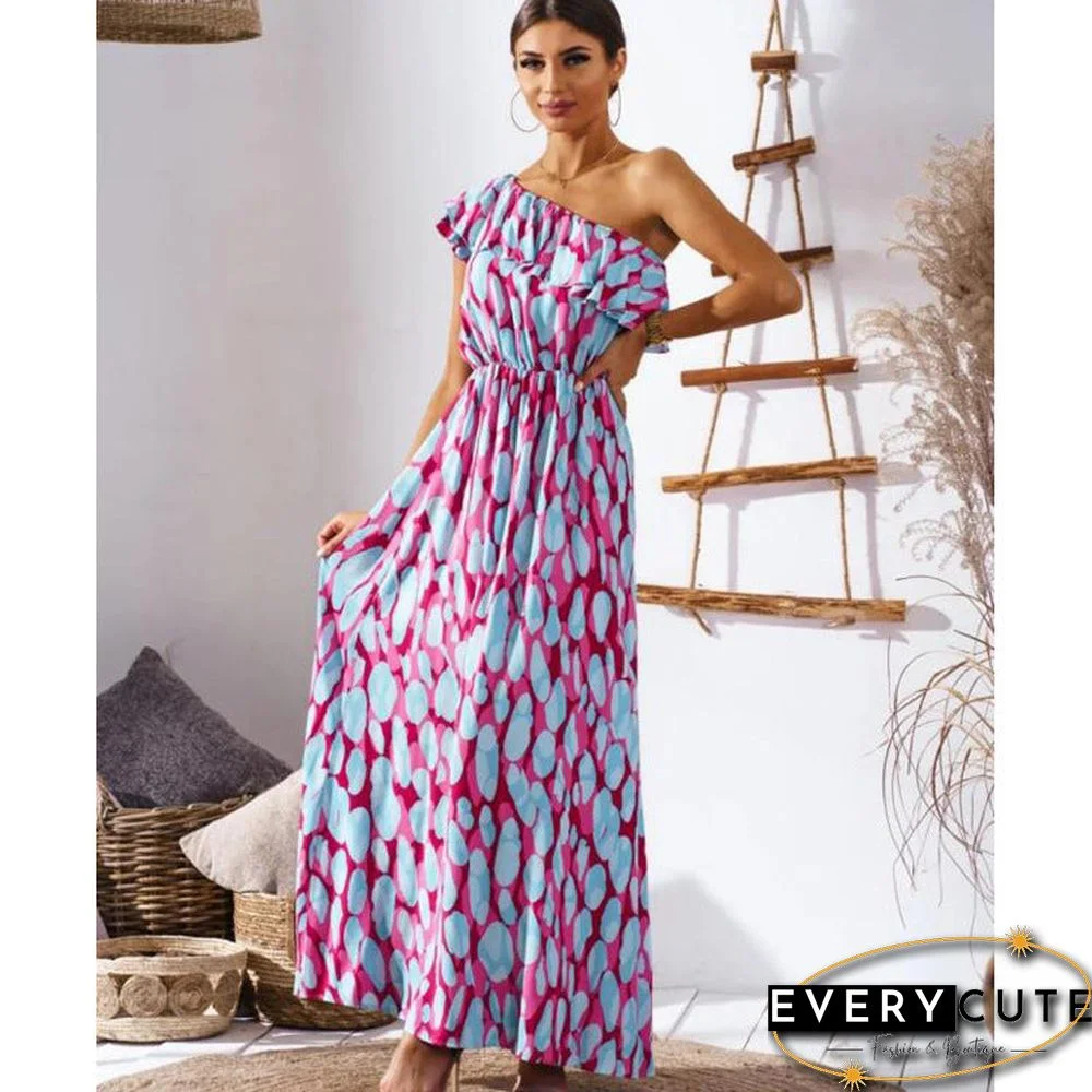 One Shoulder Wrap Waist Maxi Dress