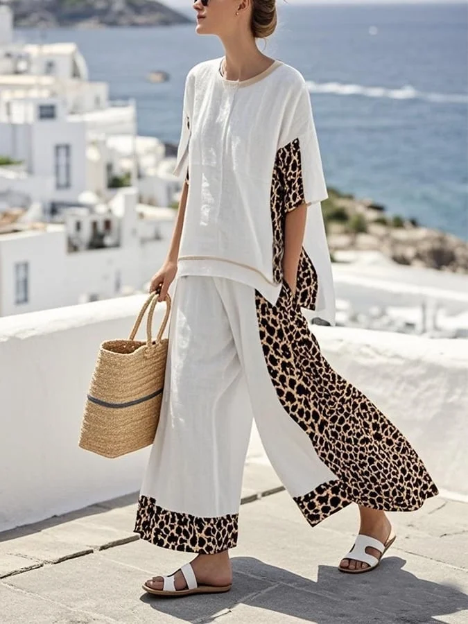 Women's Casual Loose Striped Pants Set 