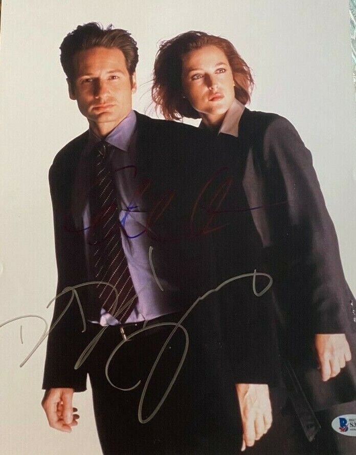 David Duchovny Gillian Anderson signed autographed 11x14 Photo Poster painting X-Files Mulder