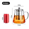 PARACITY Glass Teapot 44oz Borosilicate Clear Tea Kettle with Removable Stainless Steel Infuser