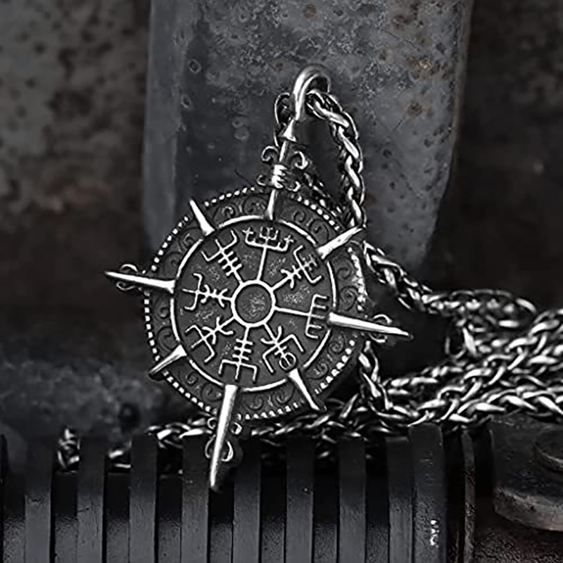 Goth Punk Viking Compass Vegvisir Stainless Steel Pendant Necklace / TECHWEAR CLUB / Techwear