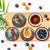 6Pcs/set Diamond Painting Stained Glass Art Bird Coaster Cup Cushion with Rack Cup Pad Decor