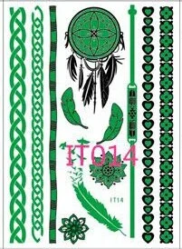 Sdrawing new 1 pc Glow in the Dark Luminous Flash Tattoo Sticker skeleton gold metal Waterproof Tattoo fluorescent noctilucent night