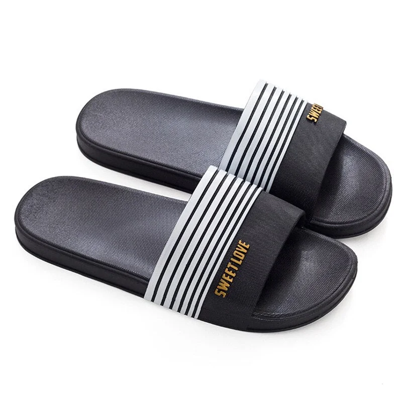 Fashion Stripes Home Soft Slippers Indoor Slides Slippers Women Summer Simple Non-Slip Bathroom Slippers for Women
