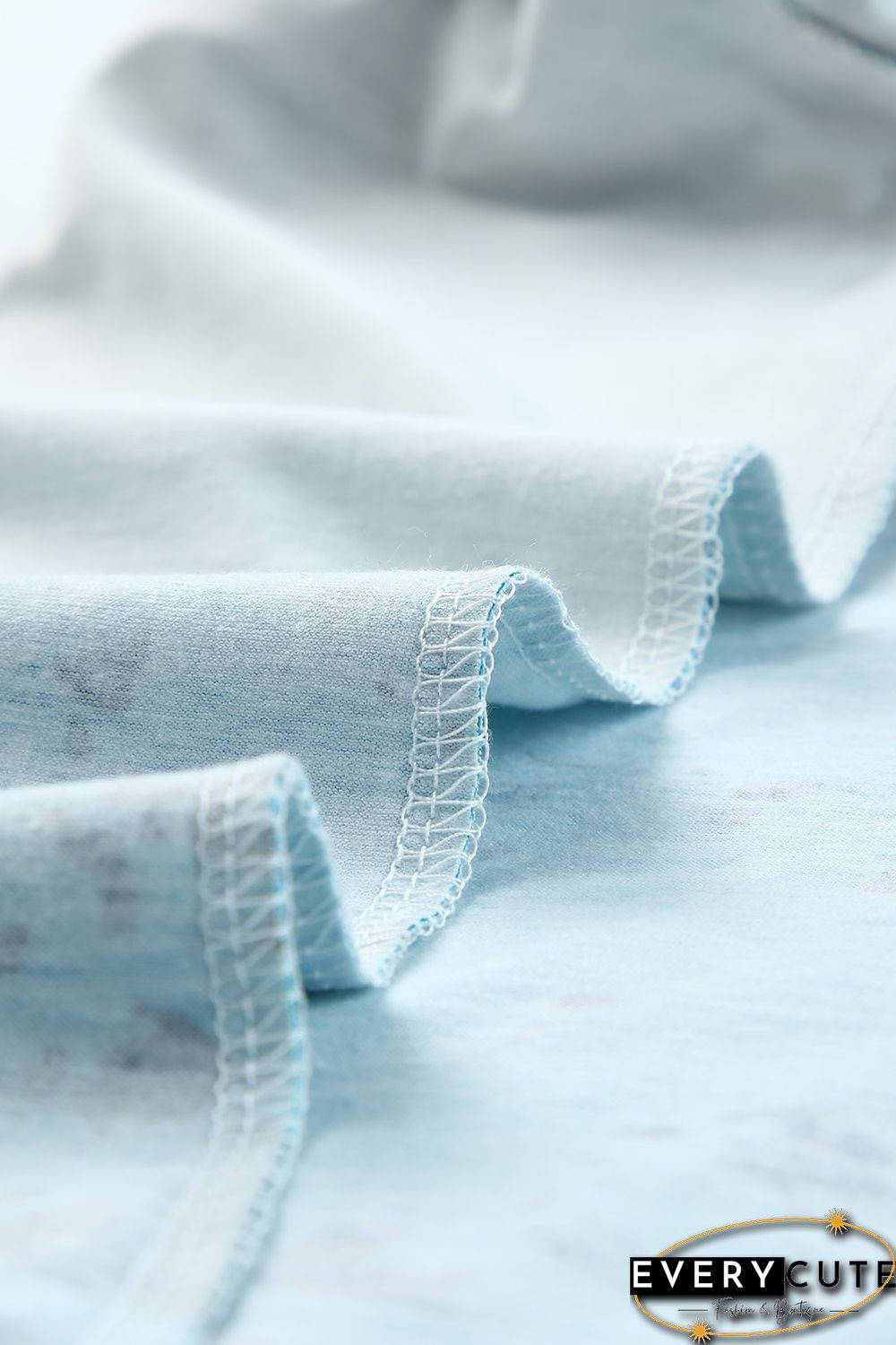 Sky Blue Leopard Tie-dye Bleached T-shirt