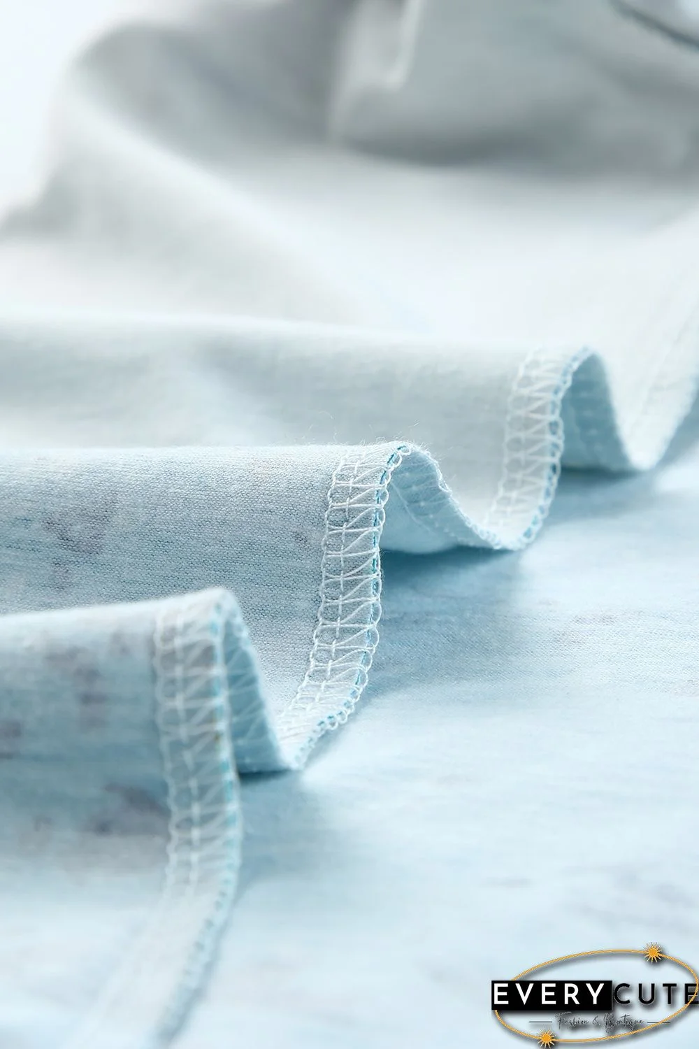 Sky Blue Leopard Tie-dye Bleached T-shirt