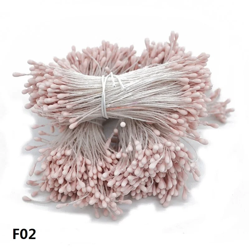 1 Bundle= 800Pcs Artificial Flower Double Heads Stamen Pearlized Craft Cards Cakes Decor Floral for Home Wedding Party Decor