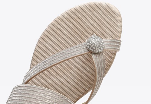 Slide Flip Flop Sandals With Rhinestone