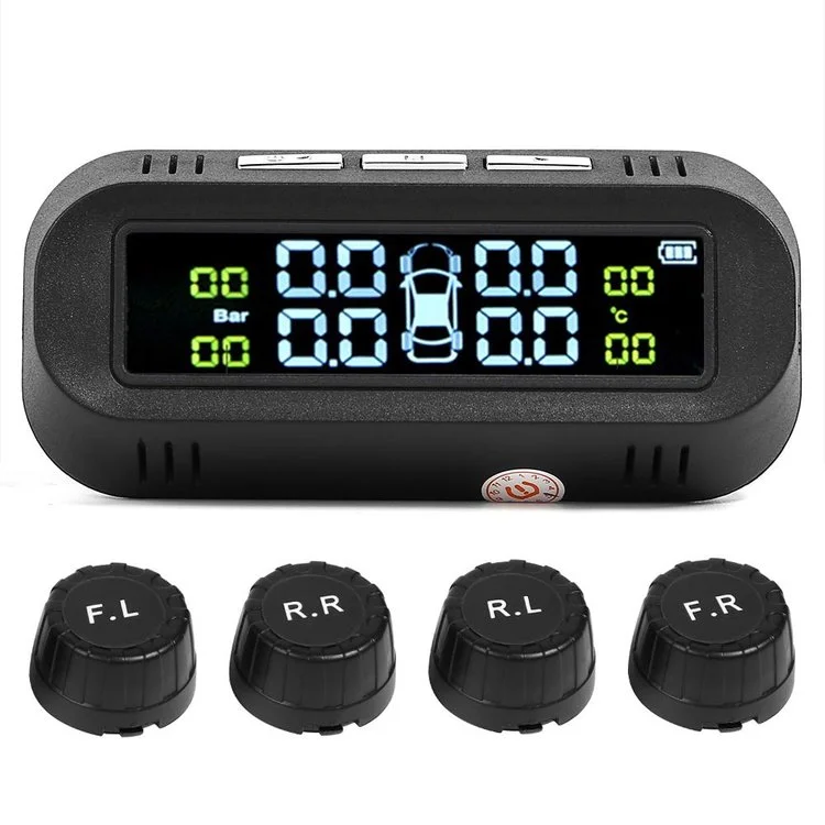 Solar Car TPMS Tire Pressure Monitor System with 4 External Sensors