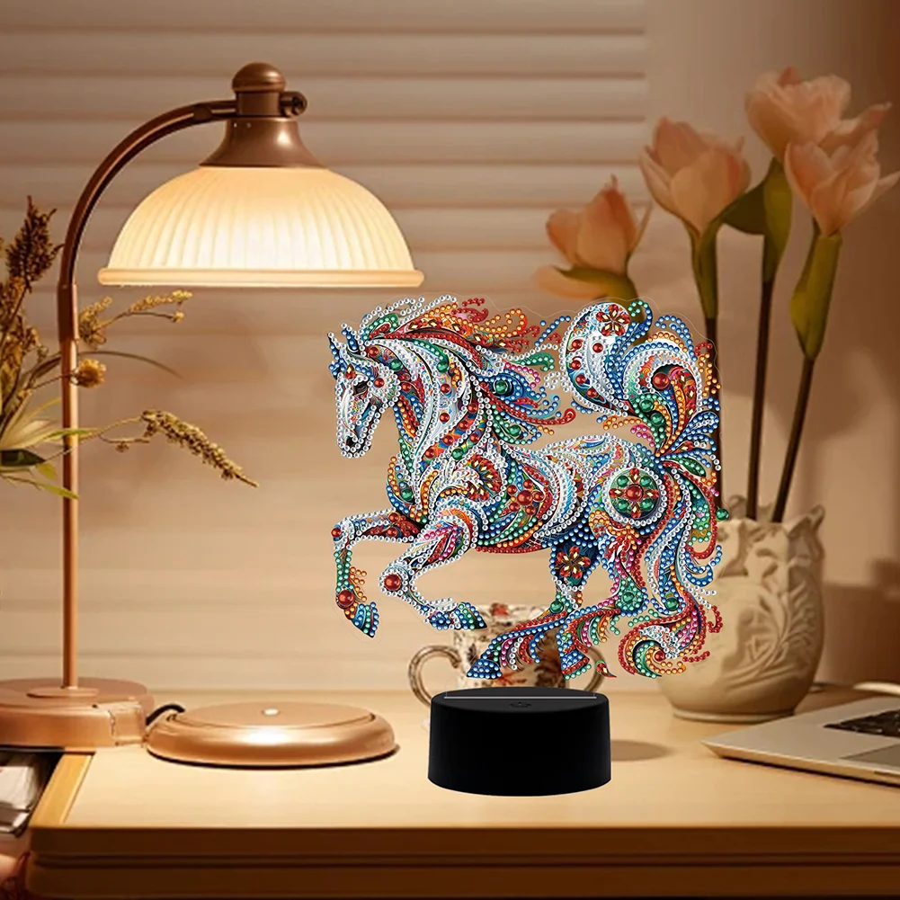DIY Horse Acrylic Diamond Painting Night Light 5D DIY Diamond Painting Lamp